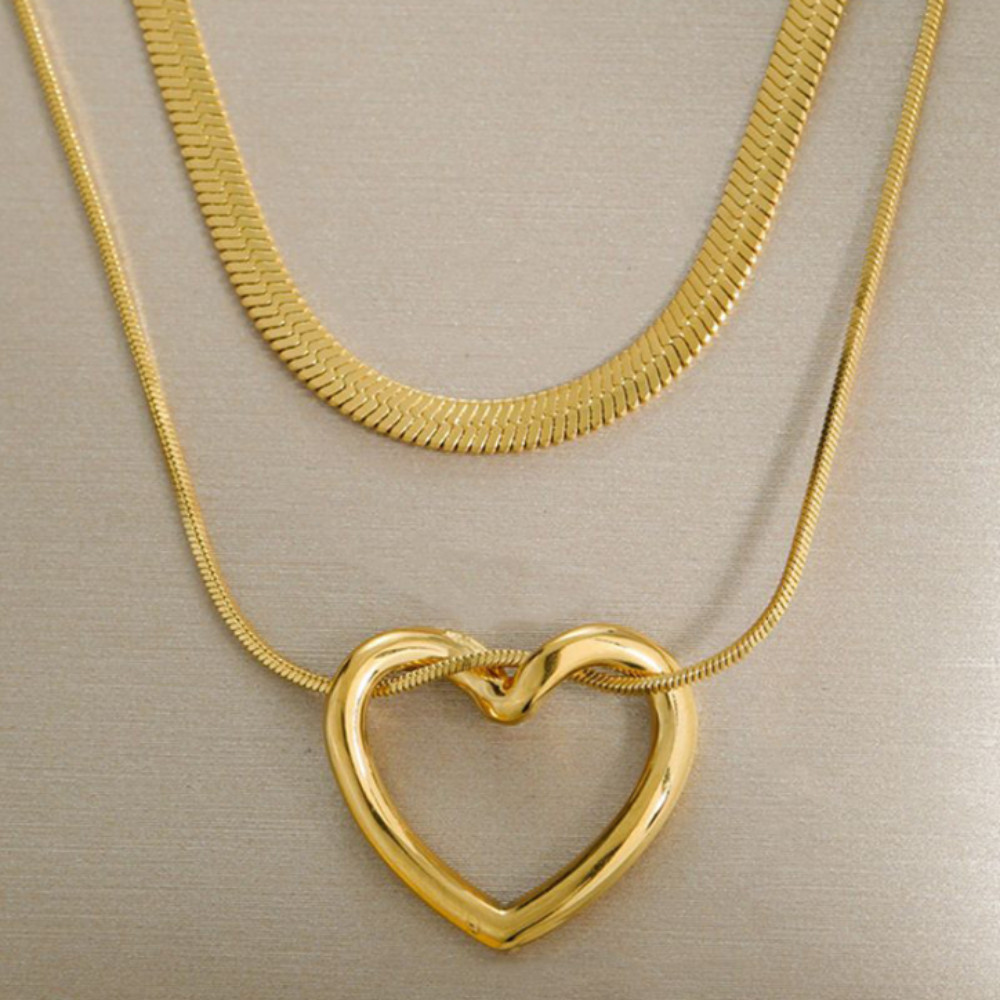 Double Heart Chain Necklace